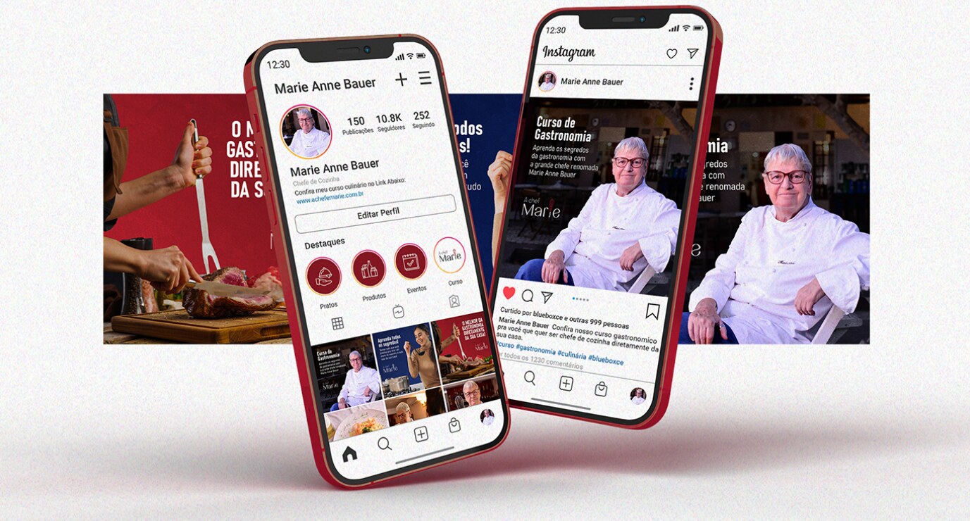 Perfil e publicação no Instagram da chef Marie Anne Bauer